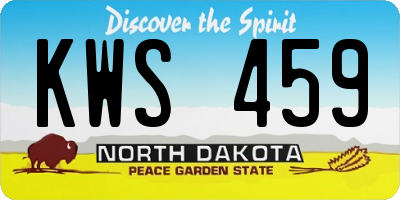 ND license plate KWS459