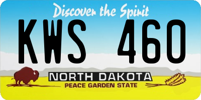 ND license plate KWS460