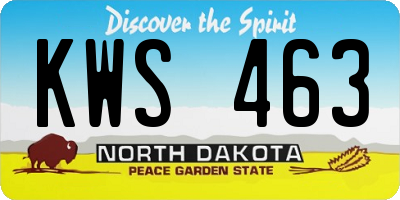 ND license plate KWS463