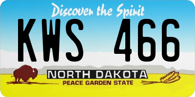 ND license plate KWS466