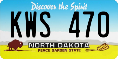 ND license plate KWS470