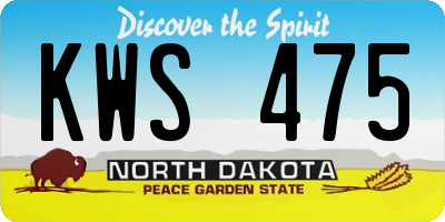 ND license plate KWS475
