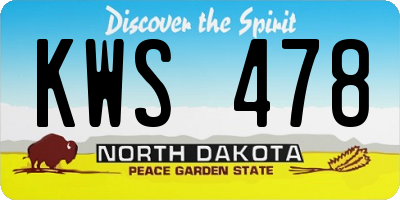 ND license plate KWS478