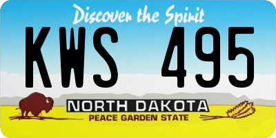 ND license plate KWS495