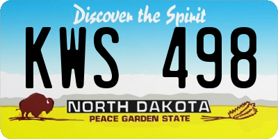 ND license plate KWS498
