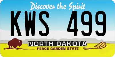 ND license plate KWS499