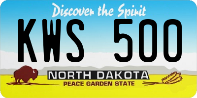 ND license plate KWS500