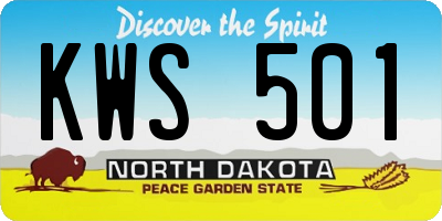 ND license plate KWS501