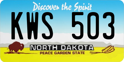 ND license plate KWS503
