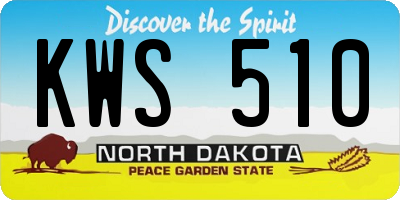 ND license plate KWS510