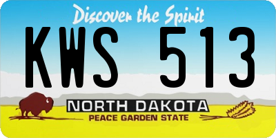 ND license plate KWS513