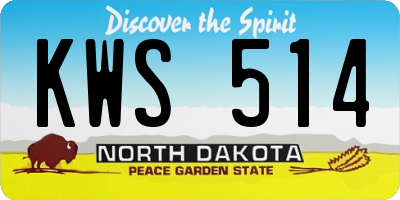 ND license plate KWS514