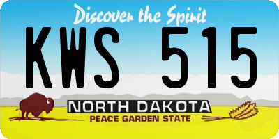 ND license plate KWS515