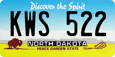 ND license plate KWS522