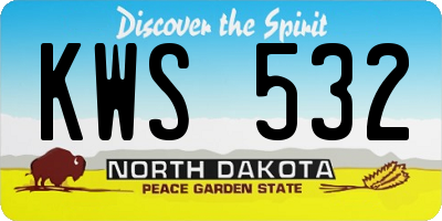 ND license plate KWS532