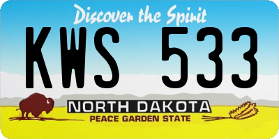 ND license plate KWS533