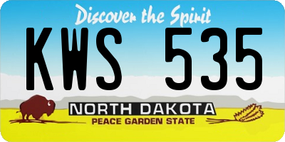 ND license plate KWS535
