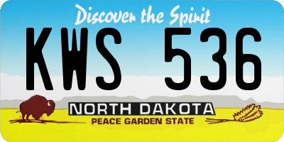 ND license plate KWS536