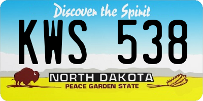 ND license plate KWS538