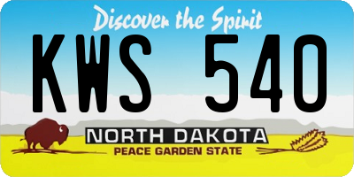 ND license plate KWS540