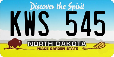 ND license plate KWS545
