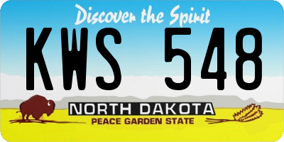 ND license plate KWS548