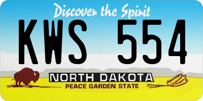 ND license plate KWS554