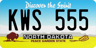 ND license plate KWS555