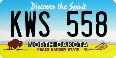ND license plate KWS558
