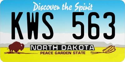ND license plate KWS563
