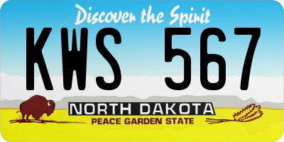 ND license plate KWS567