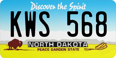 ND license plate KWS568