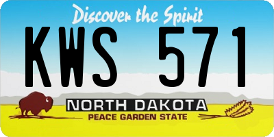 ND license plate KWS571
