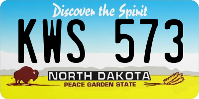 ND license plate KWS573