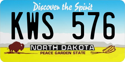ND license plate KWS576