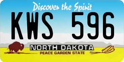 ND license plate KWS596