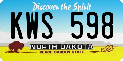 ND license plate KWS598