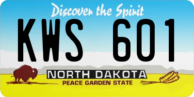 ND license plate KWS601