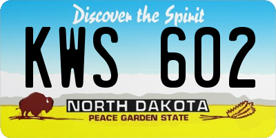 ND license plate KWS602