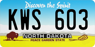 ND license plate KWS603