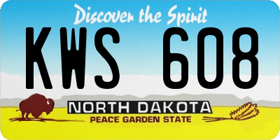 ND license plate KWS608