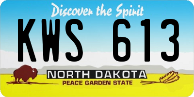 ND license plate KWS613