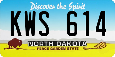 ND license plate KWS614