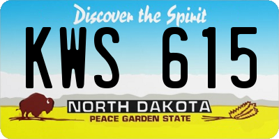 ND license plate KWS615