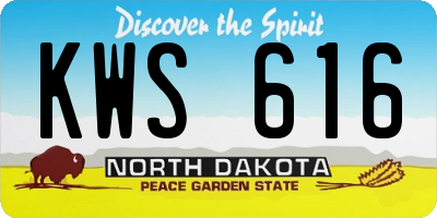 ND license plate KWS616