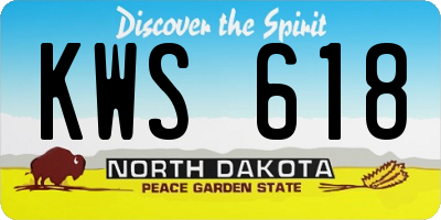 ND license plate KWS618