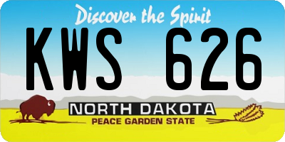 ND license plate KWS626