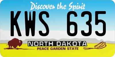 ND license plate KWS635