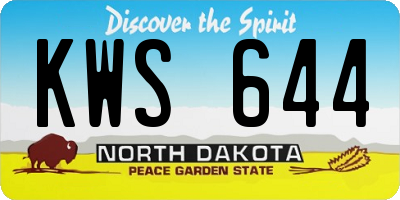 ND license plate KWS644