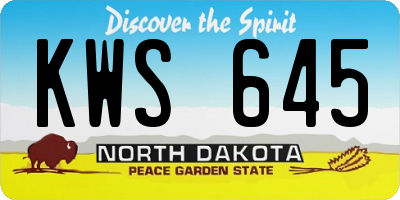 ND license plate KWS645